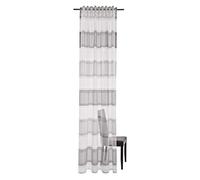 Homing Semi-Transparent Curtain Horizontal Stripes White/Grey (1 Piece) 245 x 140 cm (H x W)