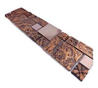 Hominter Bronze & Brushed Metal Mosaic Tile Copper Textured Resin Decorative Wall Backsplash for Kitchen Backsplash, Bathroom Wall, Fireplace Surrounds (3x12 Sample)
