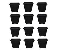HOMION 12x Square 30 cm Plastic Venetian Flower Pots Garden Plants Container Growing (Black)