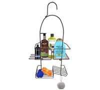 HOMION 2 Tier Shower Caddy with hanging hook and two extra hooks - Grey - Rust Free