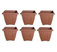 HOMION 22 cm Square Flower Pots Venetian Plastic Garden planter pot container (Terracotta) (6x)