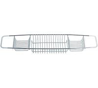 HOMION 3 Compartment Rust Free Over Bath Tub Rack Shower Caddy BathTub Organiser Tray Bath Caddy Bridge (Silver Stainless Steel)