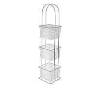 HOMION 3 Tier Free Standing Bathroom Shower Caddy Double Wire Plastic Basket Organiser Square White baskets
