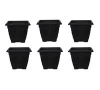 HOMION 38cm Square Flower Pots Venetian Plastic Garden planter pot container (Black) (6x)