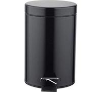 HOMION 3L Litre Round Pedal Bin Stainless Steel Toilet Bath Bathroom Kitchen Bin with Inner Bucket 3 Liter (Black)