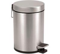 HOMION 3L Litre Round Pedal Bin Stainless Steel Toilet Bath Bathroom Kitchen Bin with Inner Bucket 3 Liter (Silver)