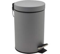 HOMION 3L Litre Round Pedal Bin Stainless Steel Toilet Bath Bathroom Kitchen Bin with Inner Bucket 3 Liter (Grey)