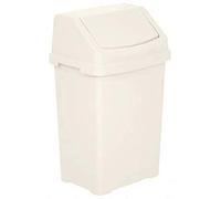 HOMION 50l Plastic swing bin waste rubbish flip top lid recycling Containers dustbin for Kitchen, Home, Garden, Garage, Office, caravan, campervan & outdoors (SOFT CREAM)