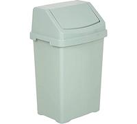 HOMION 50l Plastic swing bin waste rubbish flip top lid recycling Containers dustbin for Kitchen, Home, Garden, Garage, Office, carvan, campervan & outdoors (SILVER SAGE)
