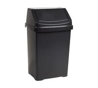 HOMION 50L Swing Lid Bin - Large Plastic Waste & Recycling Rubbish Bin for Kitchen, Home, Garden, Garage, Office, caravan, campervan & outdoors (Midnight black)