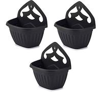 HOMION Athens wall flower planter Garden plant wall mount basket 32cm (Black, 12)