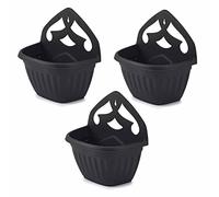 HOMION Athens wall flower planter Garden plant wall mount basket 32cm (Black, 3)