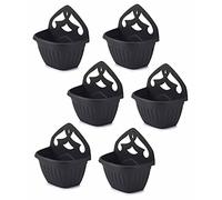HOMION Athens wall flower planter Garden plant wall mount basket 32cm (Black, 6)