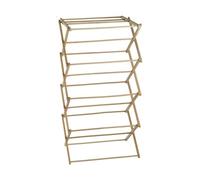 HOMION Bamboo Wooden Folding Clothes Airer 4 Tier | Foldable Concertina Laundry Drying Rack | Freestanding Indoor Clothes Dryer | Space Saving Collapsible Washing Airer | Natural Bamboo (Flat Pack)