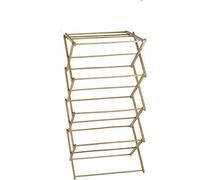 HOMION Bamboo Wooden Traditional Wooden Folding Clothes Airer Concertina Design Foldable Free Standing (4 TIER)