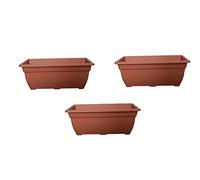 HOMION Bell trough 50cm rectangular window box planter plastic garden pot (Terracotta, 3)