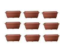 HOMION Bell trough 50cm rectangular window box planter plastic garden pot (Terracotta, 9)