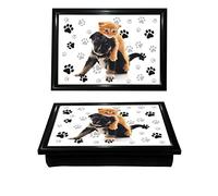 Cat & Dog Love Lap Tray Beanbag Cushion is Ideal for TV Dinners Laptops Crafts Kids Colouring and Drawing Breakfast Serving Tray Bed Breakfast Tray Dinner Tray
