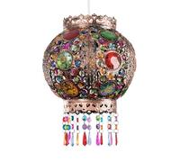 HOMION Chandelier Style Ceiling Light Shade Droplet Pendant Acrylic Crystal Bead Easy Fit Kitchen Living Dinning Room Hanging Lightshade Pendant Moroccon Round Shade (Uno)