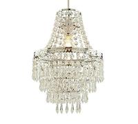 HOMION Chandelier Style Ceiling Light Shade Droplet Pendant Acrylic Crystal Bead Luxury Easy Fit Moroccan Marrakech Moda Spiral Gem Choose Design (Terri 5 Tier)