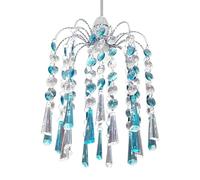 HOMION Chandelier Style Ceiling Light Shade Droplet Pendant Acrylic Crystal Bead Luxury Light Shade Compact Caravan Ceiling Pendant Teardrop Lamp Shade for Living Room Kitchen (Teal Ely)