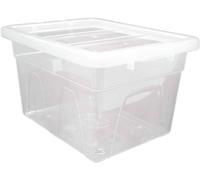 HOMION Clear Plastic Storage Box Boxes With Lids Home Office Stackable Transparent Plastic Boxes, Size 5,11,24,28,35,45 Litre UK MADE British (1, 15L / 40cm Midi)
