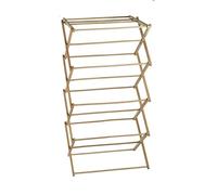 HOMION Clothes Airer 4 Fold Large Foldable Traditional Wooden Folding Airer Concertina Design Foldable Wood Airer Free Standing Drying Rack Airier (Bamboo 4 Tier)
