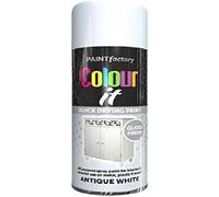 HOMION Colour it prime spray paint 400ml sunshine gloss or matt finish quick drying metal wood aerosol (6, ANTIQUE WHITE GLOSS)