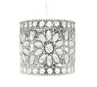 HOMION Easy Fit Antique Moroccan Tilly Design Chandelier Chic Ceiling Light Pendant Shade Crystal Droplet Fitting Decorations Gem Moroccan Style Fitting, Plastic/Metal (Silver)