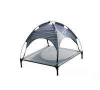 HOMION Elevated Dog Bed Outdoor Raised Dog Cats Cots Bed for Small/Medium Cats Dogs Cooling Camping Elevated Pet Bed Raised Cat Bed for Indoor Outdoor Washable Breathable, Grey with Black Frame