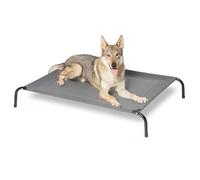 HOMION Elevated Dog Bed Outdoor Raised Dog Cots Bed for Small/Medium/Large Dogs Cooling Camping Elevated Pet Bed Raised Bed for Indoor Outdoor Washable Breathable, Grey with Black Frame (Large)