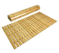 HOMION Folding Bamboo Wood Bathroom Strip Bath Mat For Shower Spa Sauna with Non Slip Feet Indoor Outdoor Use for Kitchen Bedroom Bathroom Toilet Doormat Pet Mat (Large 50x80cm)