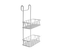 HOMION Hanging Caddy Over Shower door Screen Caddy Bathroom Organiser Shower Rack Storage Rack for Bathroom - No Rust Self Draining Design (2 Tier White)