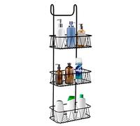HOMION Hanging Caddy Over Shower door Screen Caddy Bathroom Organiser Shower Rack Storage Rack for Bathroom - No Rust Self Draining Design (3 Tier Black)