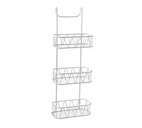 HOMION Hanging Caddy White - Over Shower door Screen Caddy Bathroom Organiser Shower Rack Storage Rack for Bathroom - No Rust Self Draining Design (3 Tier)