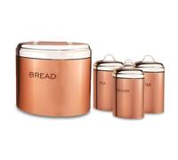 HOMION Kitchen Food Storage Canisters Set Bread Bin Tea Coffee Sugar Jars Tins Airtight Lid Lightweight Space Saver Counter Set Tea Coffee Sugar Containers Home & Kitchen Storage, Camervan, Living