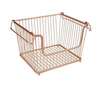 HOMION Large Stacking Basket Storage Veg Rack Stackers Shelf Multi-Purpose Stackable Wire Storage Basket with Carry Handles Kitchen Fruit Stand Stackable Kitchen Storage Display Rack (1)