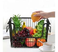 HOMION Large Stacking Basket Storage Veg Rack Stackers Shlef Multi Purpose Stackable Wire Storage Basket with Carry Handles Kitchen Fruit Stand