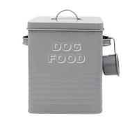 HOMION Metal dog food tin pets food storage box container canister lid with scoop (Grey)