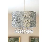 HOMION Moroccan Style Light Shade Acrylic | Chandelier | Ceiling Light Shade | Lamp Shade | Hanging Crystal | Moda Lights for Living Room | Bedroom | Kitchen (Silver)