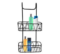 HOMION Over Shower door Screen Caddy Hanging Bathroom Organiser Shower Rack Storage Tidy (2 Tier Black)