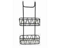 HOMION Over Shower door Screen Caddy Hanging Bathroom Organiser Shower Rack Storage Tidy (2 Tier Black)