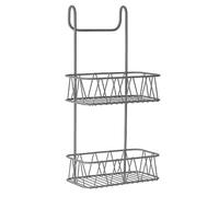 HOMION Over Shower door Screen Caddy Hanging Bathroom Organiser Shower Rack Storage Tidy (2 Tier Grey)