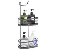 HOMION Over Shower door Screen Caddy Hanging Bathroom Organiser Shower Rack Storage Tidy (2 Tier Oval Black)