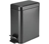 HOMION Pedal Bin Bathroom 5L Slim Rectangular Removable Bucket Waste Dust Bin Slimline Removable Bucket Trash Recycling Bin For Toilet Kitchen Caravan Camping Campervan Steel (Black)