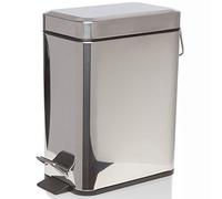 HOMION Pedal Bin Bathroom 5L Slim Rectangular Removable Bucket Waste Dust Bin Slimline Removable Bucket Trash Recycling Bin For Toilet Kitchen Caravan Camping Campervan Steel (Silver)