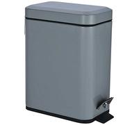 HOMION PEDAL BIN BATHROOM 5L SLIM RECTANGULAR REMOVABLE BUCKET WASTE DUST SLIMLINE EASY TO CLEAN 5 LITRE TOILET STAINLESS STEEL (Grey)