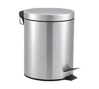 HOMION Pedal Bin Stainless Steel Round Bin with Inner Bucket Toilet Bath Bathroom Kitchen Bin Hands-Free Waste Bins for Bathroom, Caravan, Campervan, Kitchen & Office (SILVER, 5L)