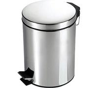 HOMION Pedal Bin Stainless Steel Round Bin with Inner Bucket Toilet Bath Bathroom Kitchen Bin (SILVER, 5L)