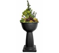 HOMION Pedestal Flower Plant Planter Pot 40cm Black Jardinière Round Planter Pot Venetian Plastic Garden Bowl Free Standing